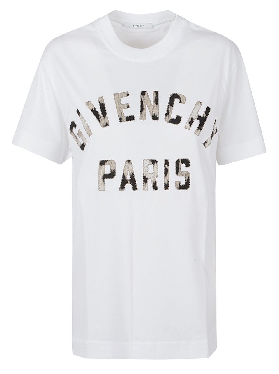 Givenchy White Cotton Leopard Patch T-Shirt Grijs