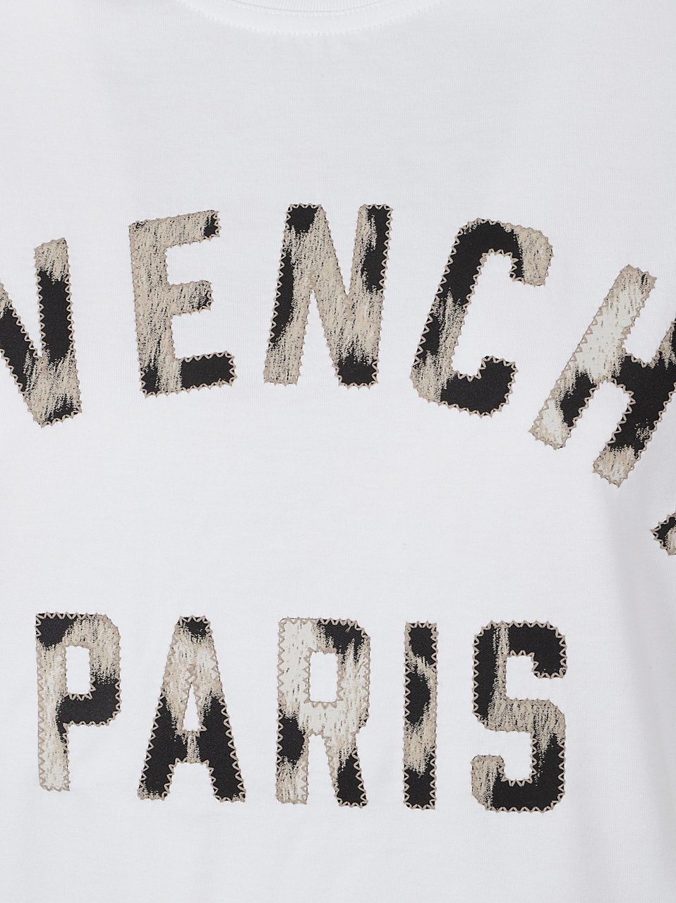 Givenchy White Cotton Leopard Patch T-Shirt Grijs