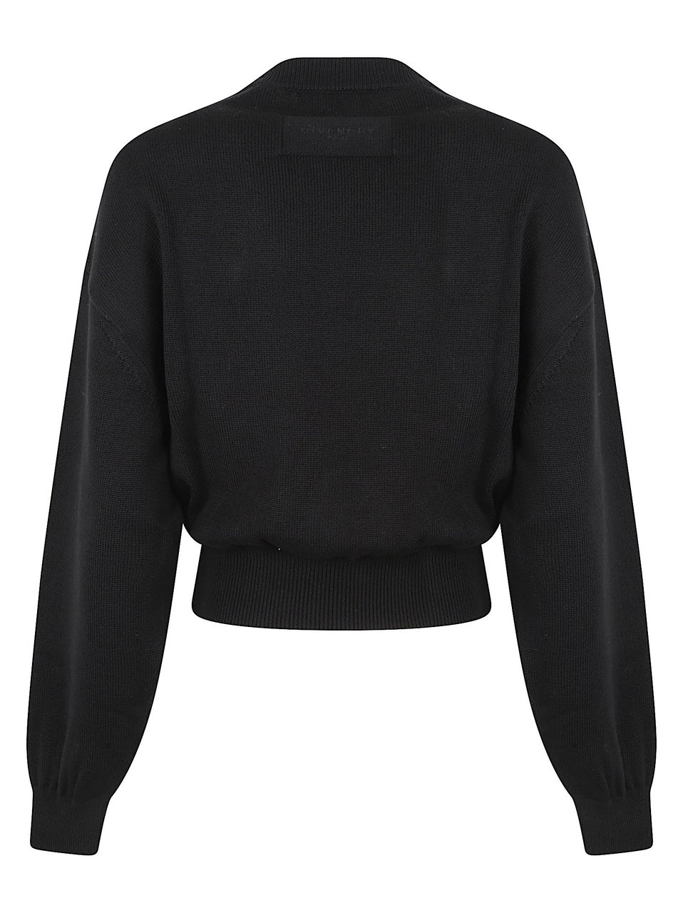 Givenchy Wool Cotton-Blend Bow Knit Sweater Zwart