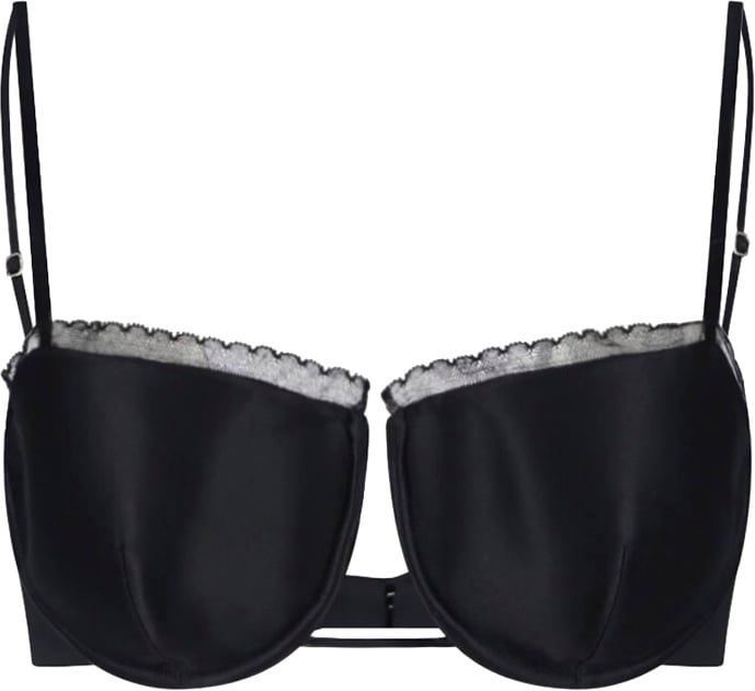 Givenchy Black Silk Blend Lace Trim Top Zwart