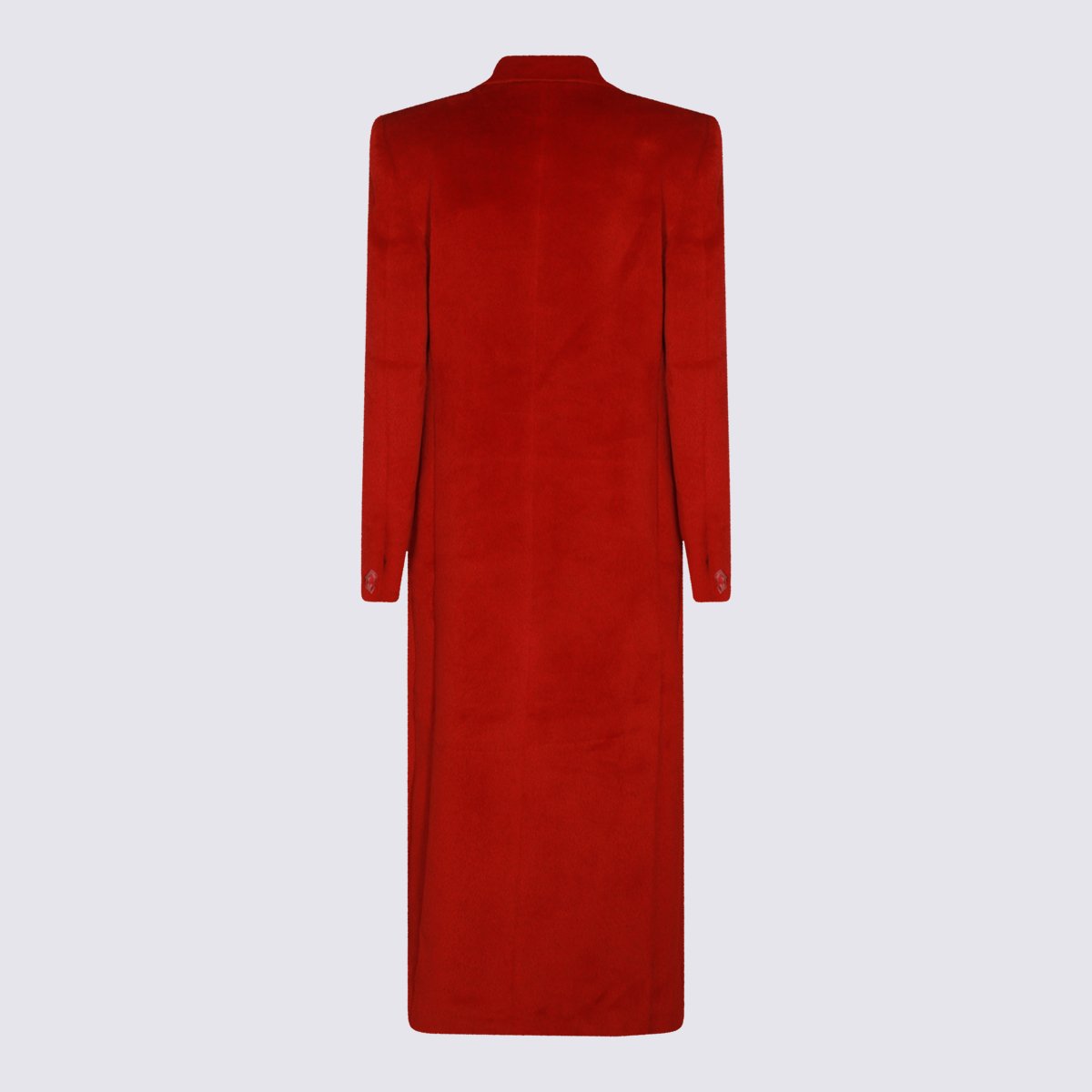 Givenchy Tailored Long Coat With Classic Notch Lapel And Vibrant Red Hue Rood