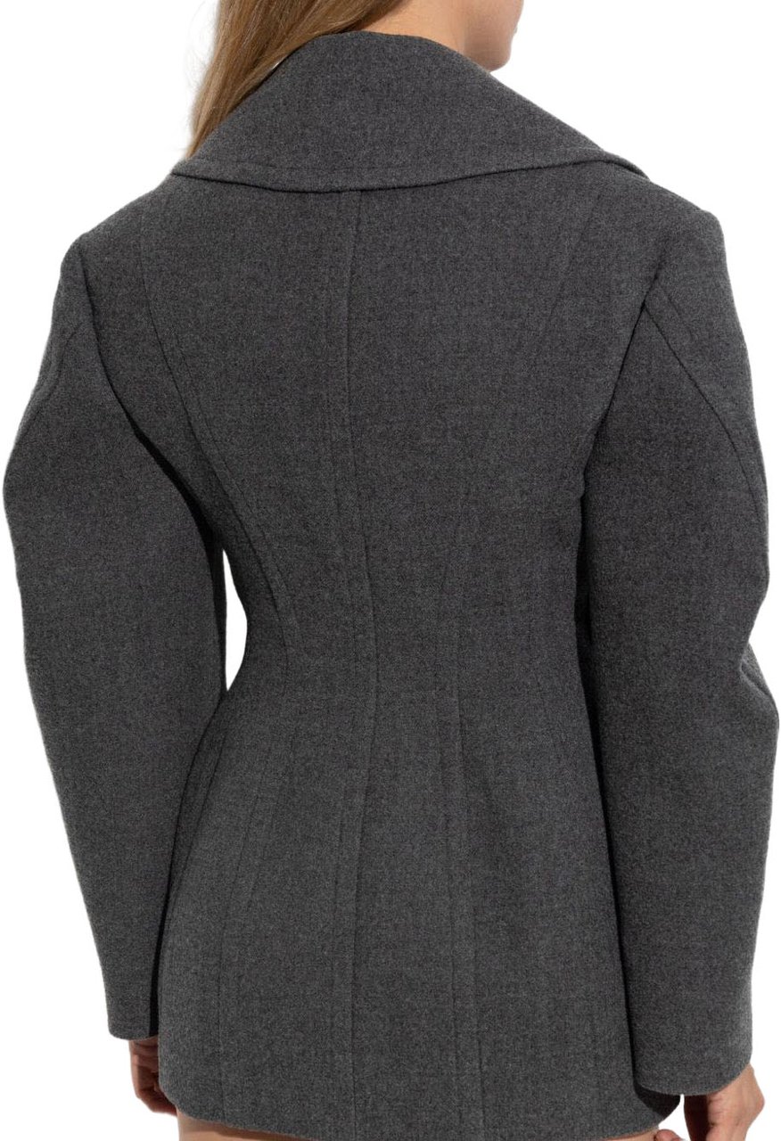 Givenchy Short Grey Coat with Exaggerated Puffed Sleeves Zwart