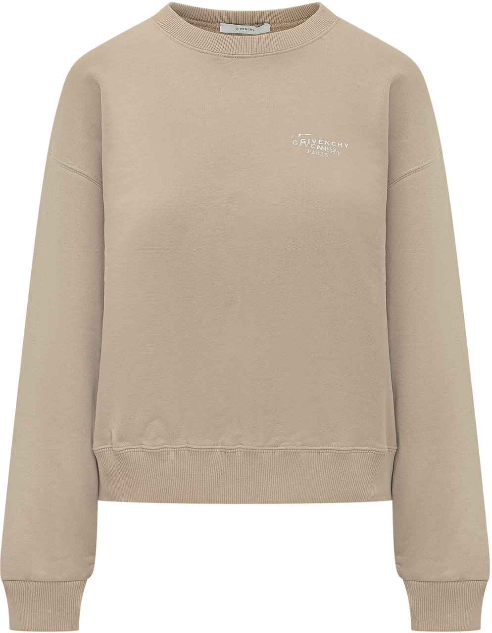 Givenchy Felpa Girocollo Con Logo Ricamato Beige