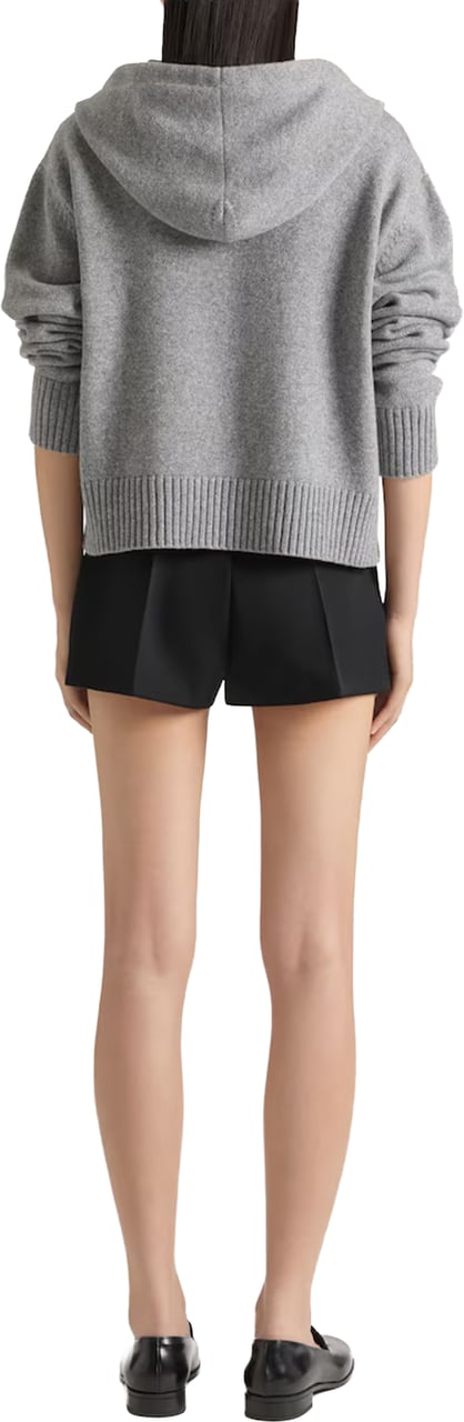 Givenchy Zip Up Cropped Hooded Wool Cardigan Grijs