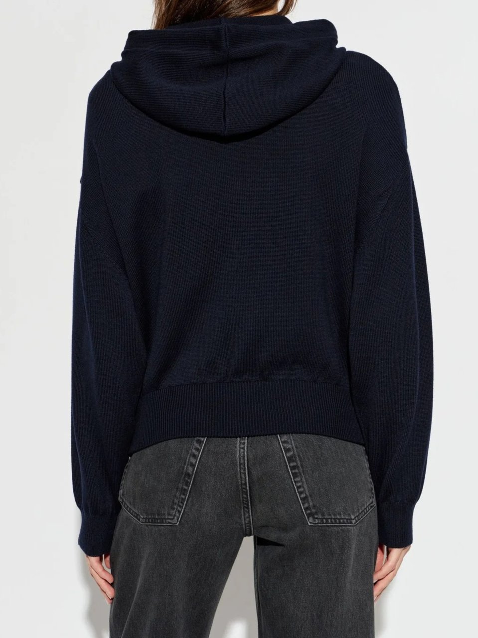 Givenchy Ribbed Knit Zip-Up Hoodie Sweater With Adjustable Hood Zwart