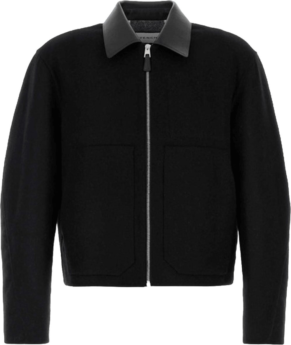 Givenchy LEATHER COLLAR BOMBER JACKET Zwart