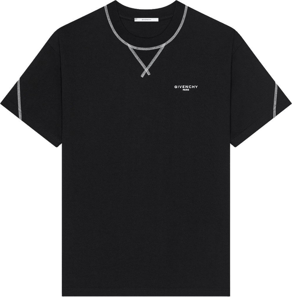 Givenchy COUTURE SEAM CONTRASTED STITCH T-SHIRT Zwart