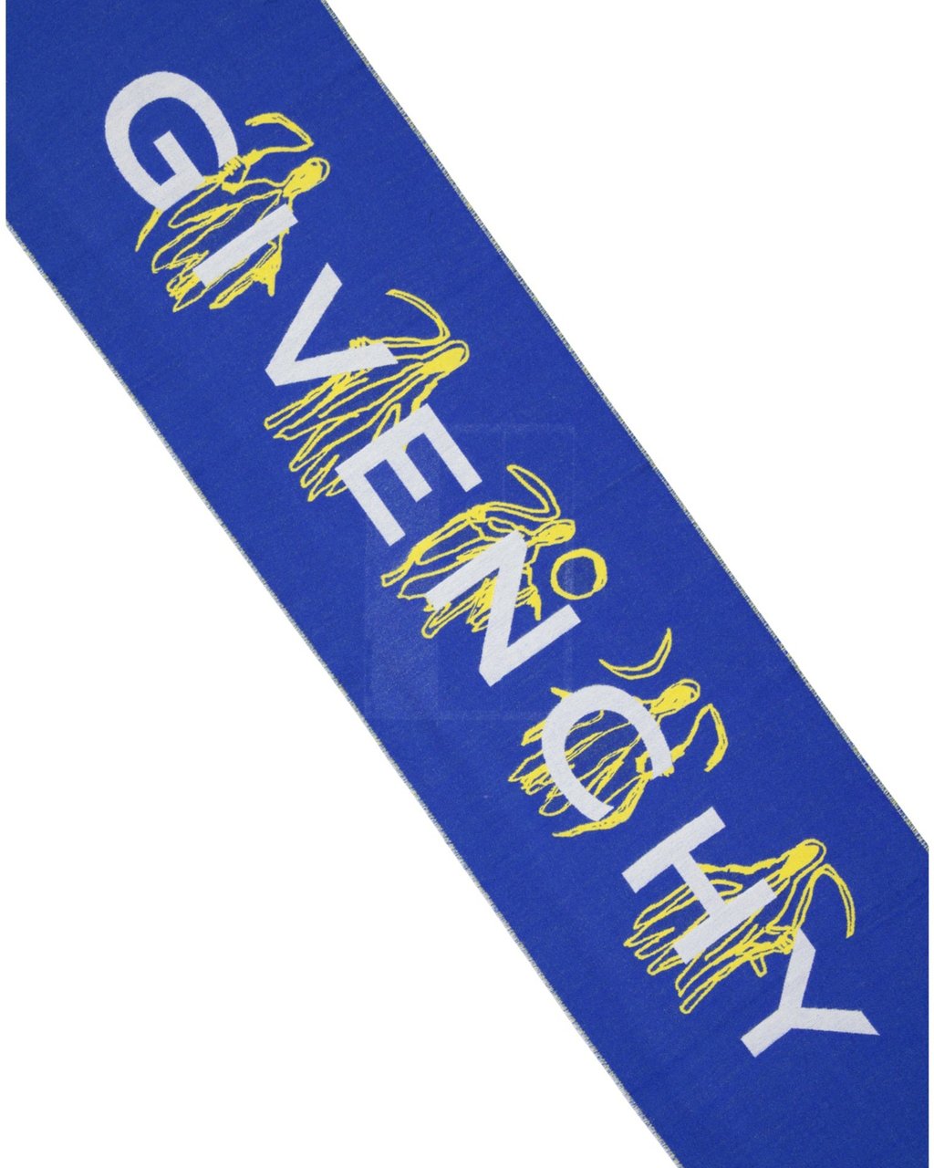 Givenchy Givenchy Logo Wool Scarf Blauw