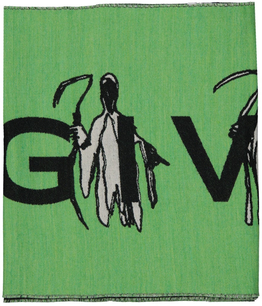 Givenchy Givenchy Logo Wool Scarf Groen