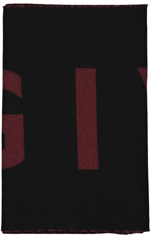Givenchy Givenchy Wool Logo Scarf Zwart