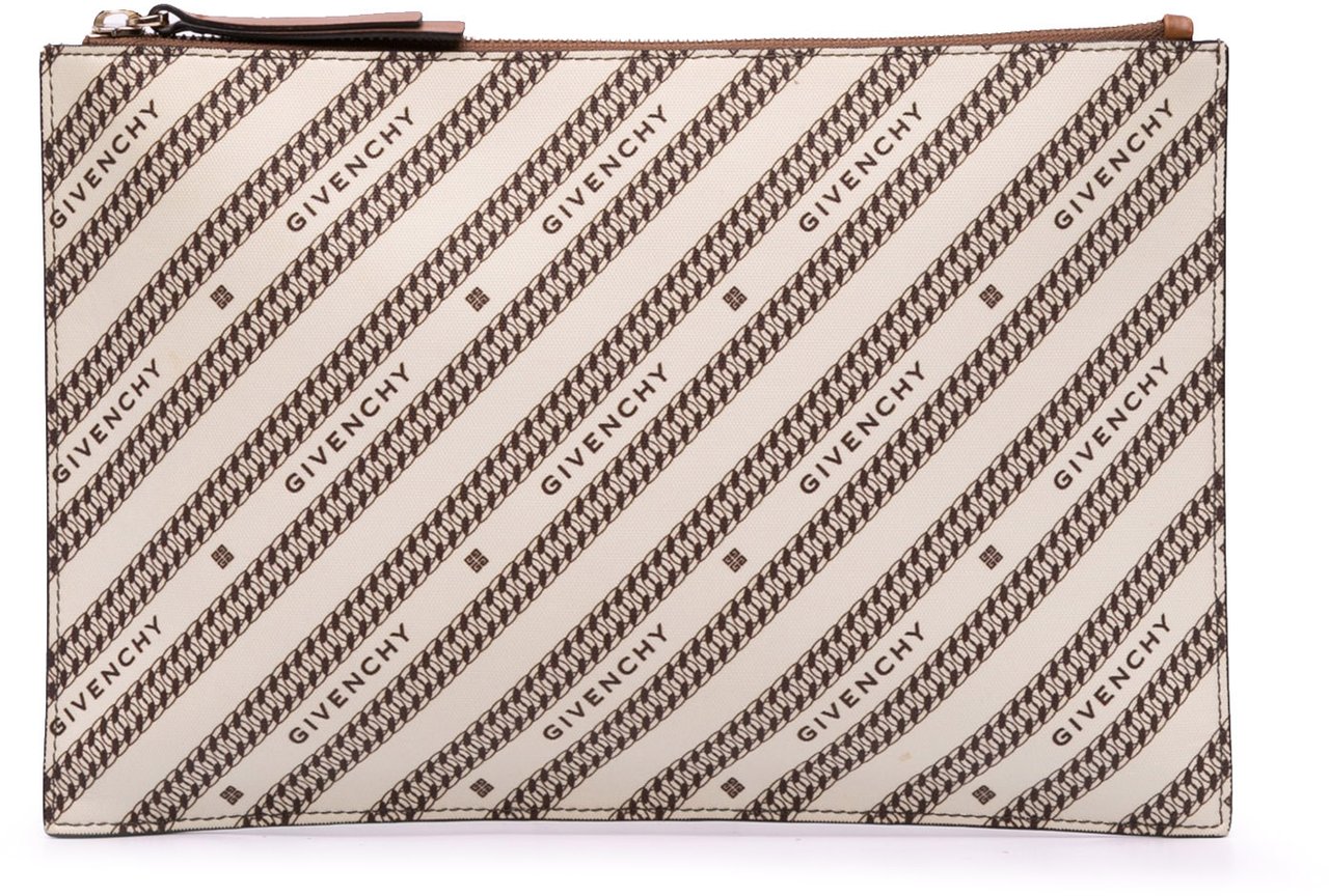 Givenchy Canvas Logo Clutch Bruin