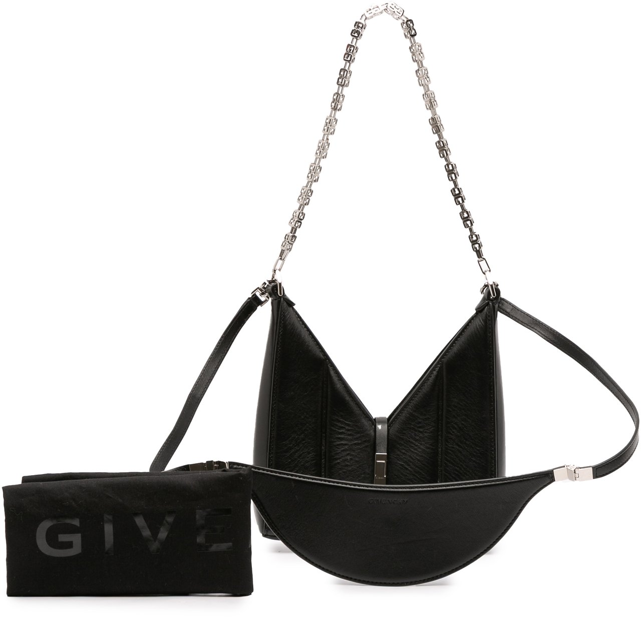Givenchy Small Leather Cut Out Satchel Zwart