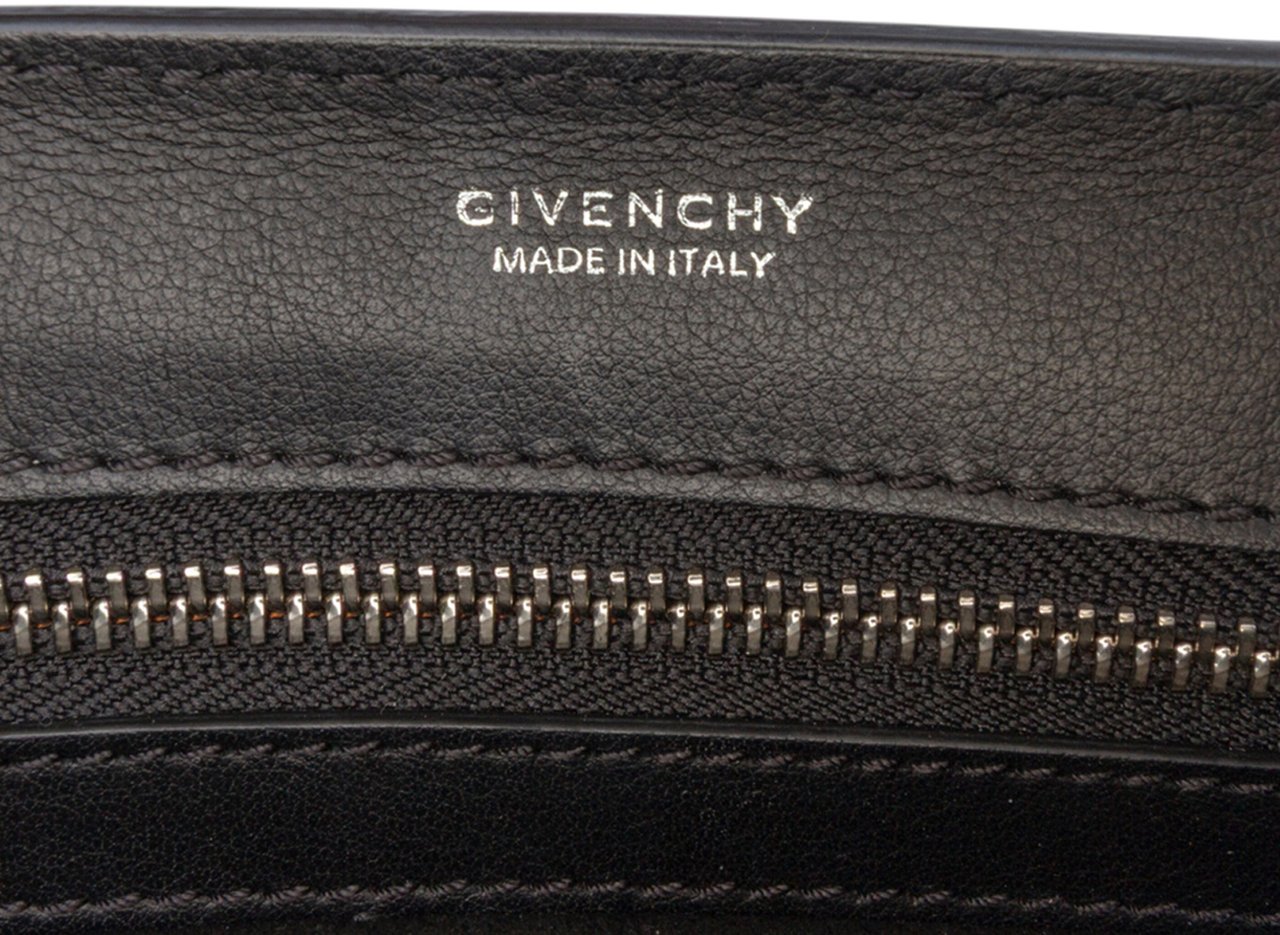 Givenchy Croc Embossed Calfskin Obsedia Satchel Zwart