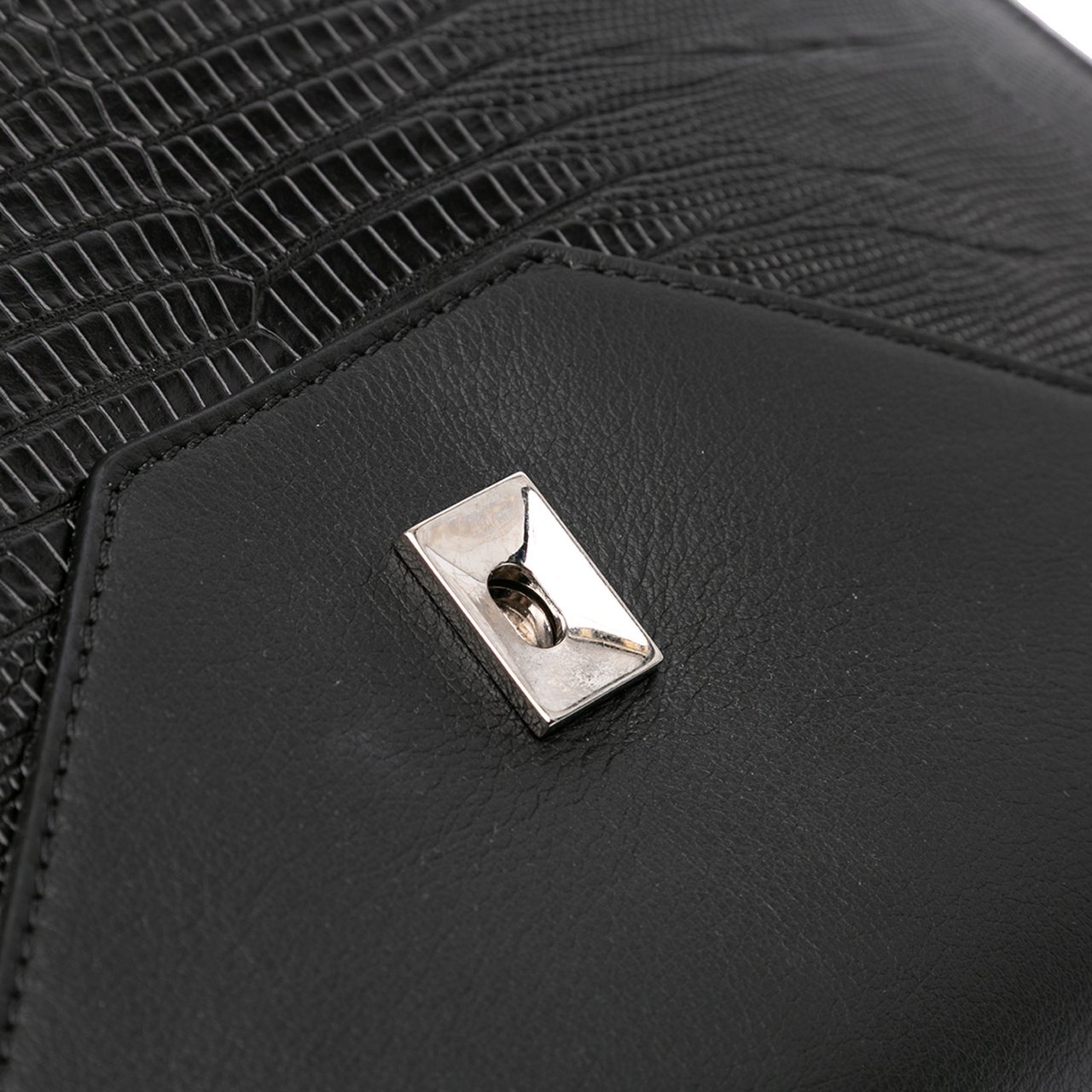 Givenchy Croc Embossed Calfskin Obsedia Satchel Zwart