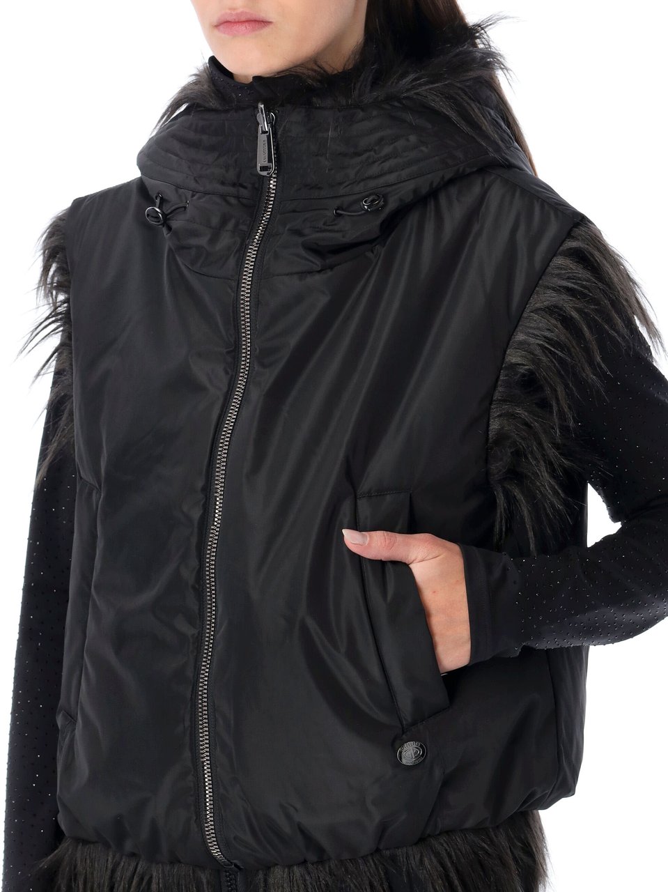 Goldbergh Yara Vest Fur Nero Zwart