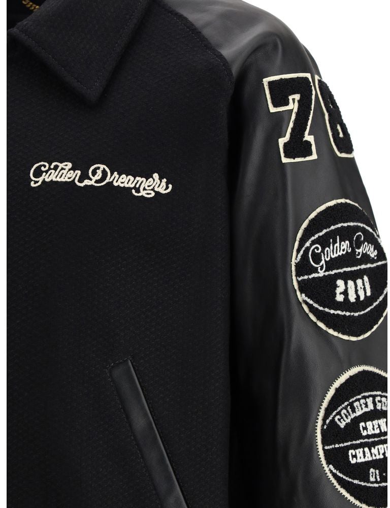 Golden Goose Black Wool Oves Aries Bomber Zwart