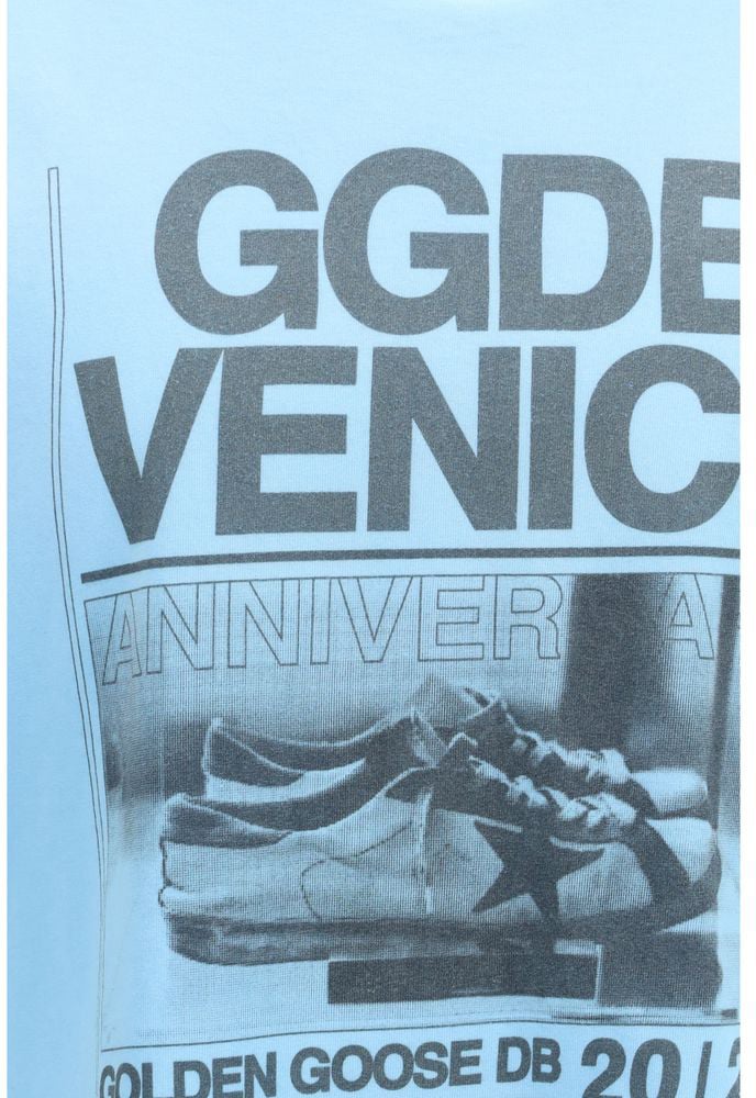 Golden Goose Golden Goose Blue Cotton T-Shirt Blauw