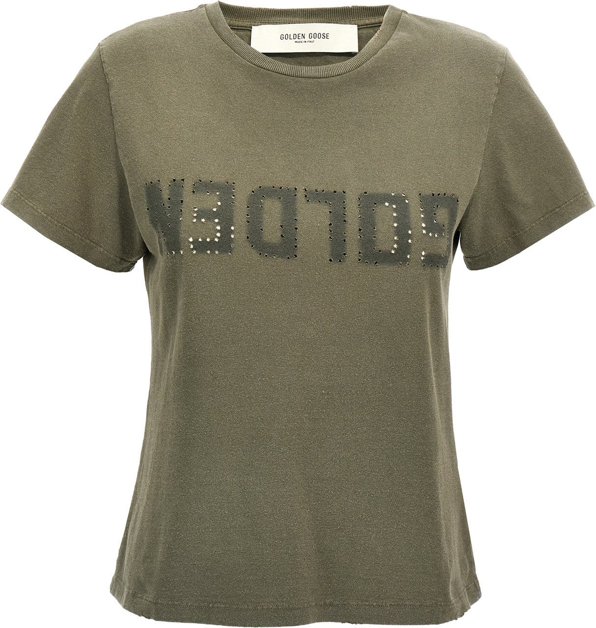 Golden Goose Bicolor Cotton T-Shirt Groen