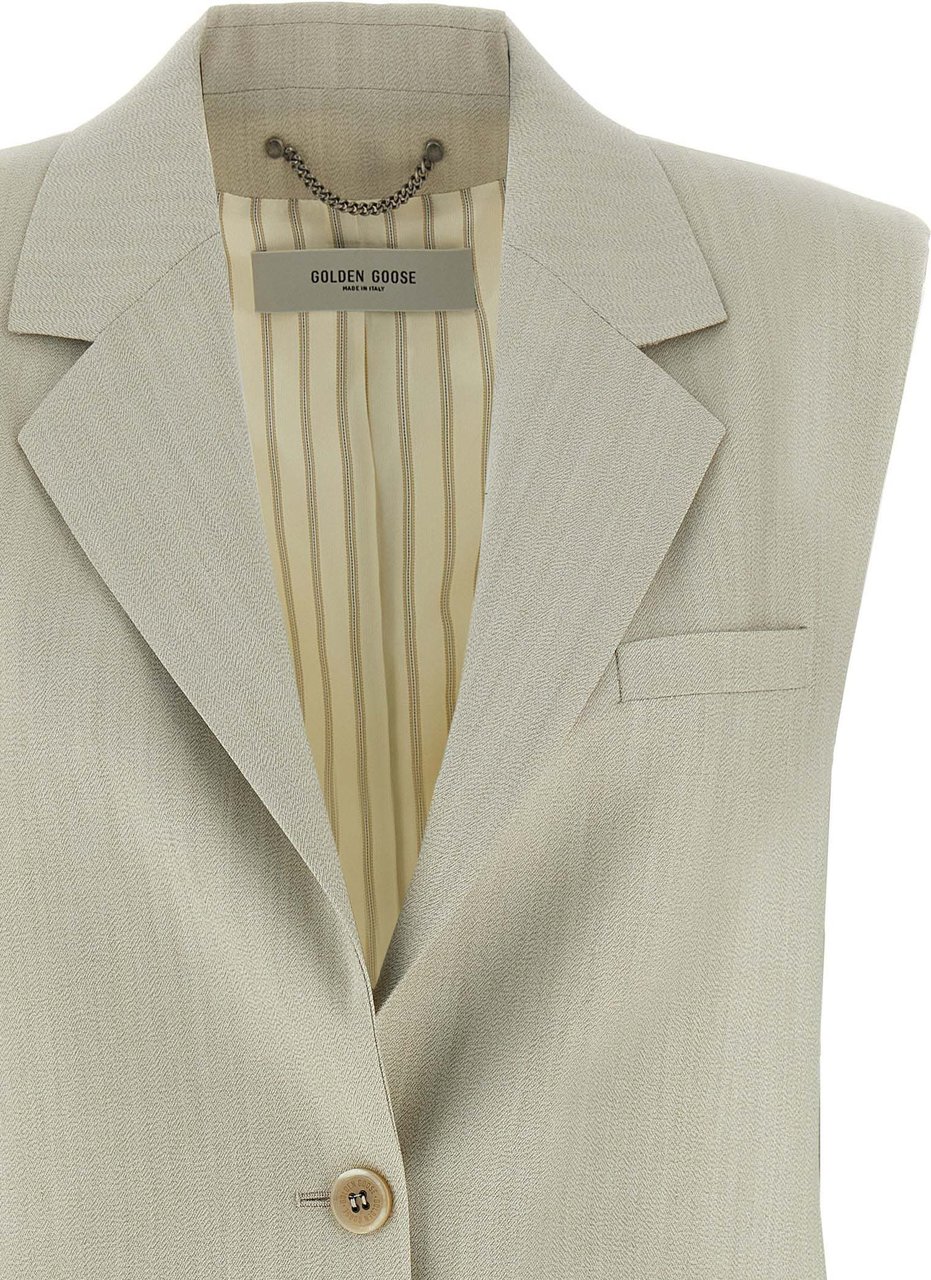 Golden Goose Beige Virgin Wool Sleeveless Jacket Beige