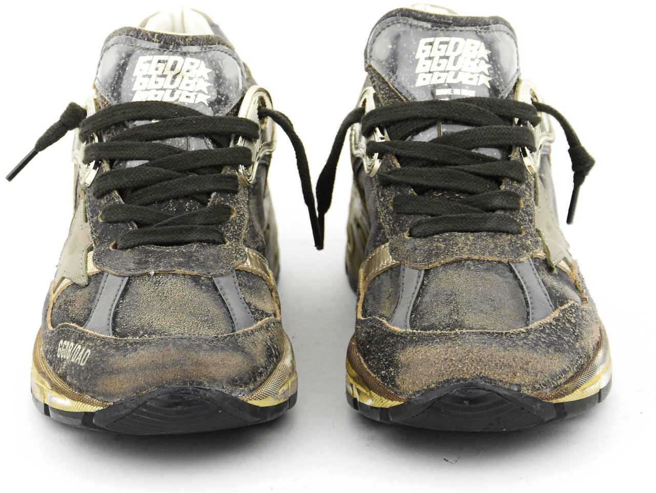 Golden Goose Running Dad Black Silver Kaki Zwart