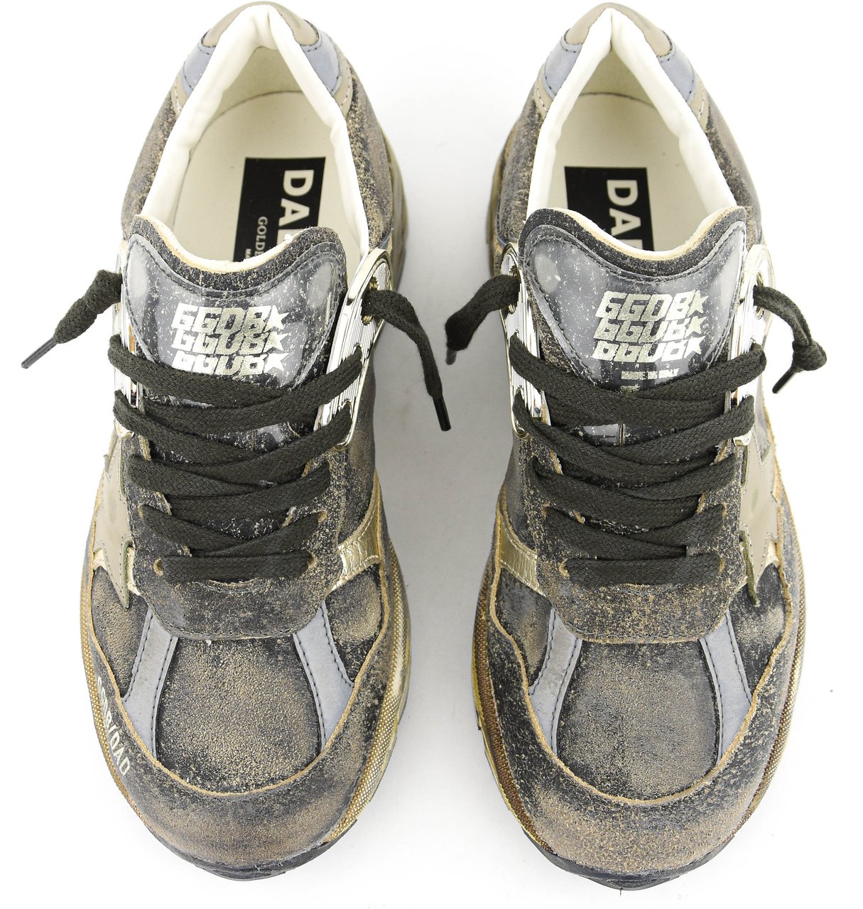 Golden Goose Running Dad Black Silver Kaki Zwart