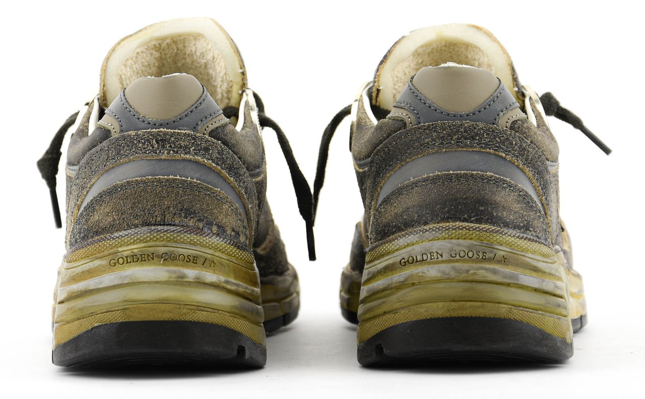 Golden Goose Running Dad Black Silver Kaki Zwart