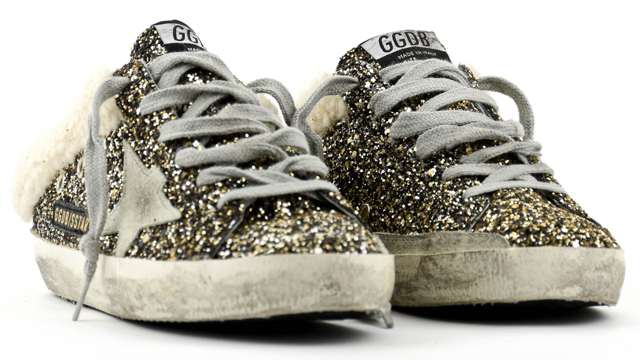 Golden Goose Superstar Sabot Black Gold Glitter Zwart