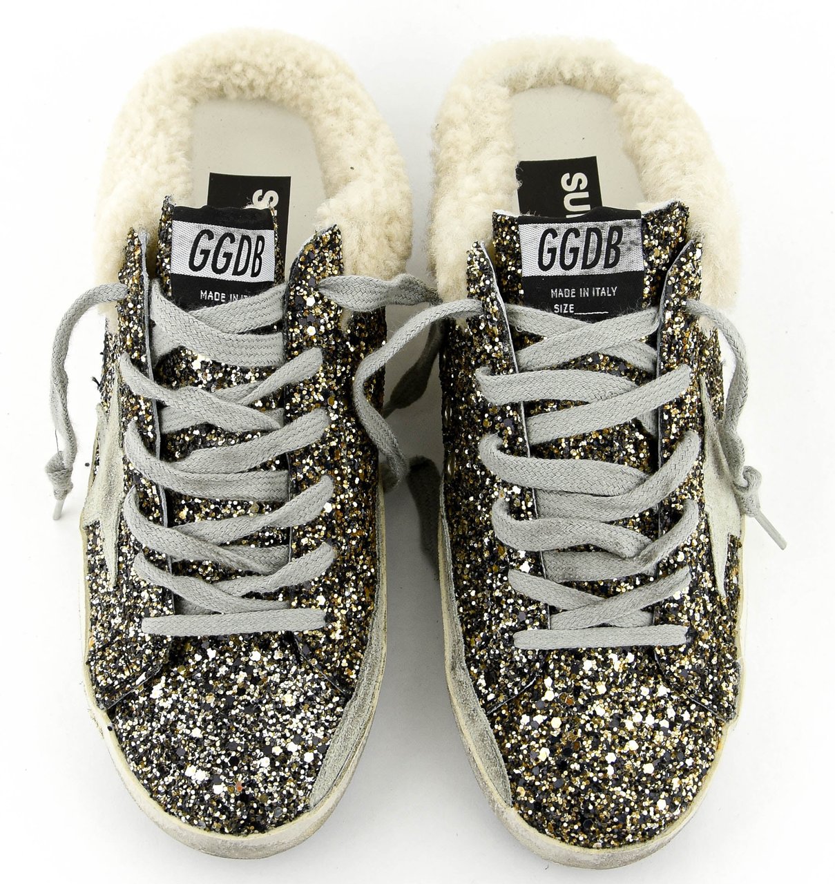 Golden Goose Superstar Sabot Black Gold Glitter Zwart