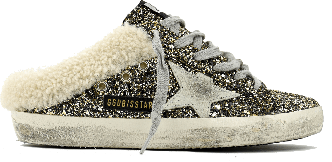 Golden Goose Superstar Sabot Black Gold Glitter Zwart