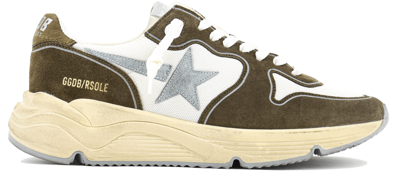 Golden Goose Running Sole White/green Wit