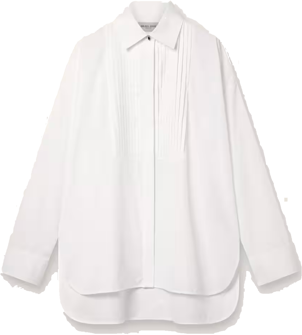 Golden Goose Over Shirt White Pleated Details Wit