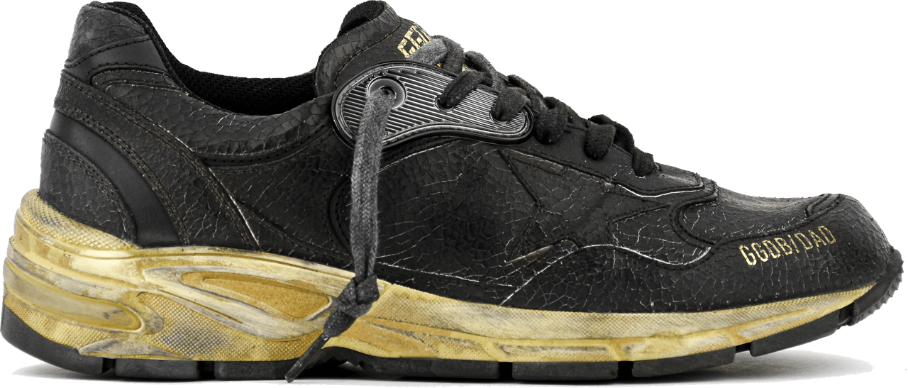 Golden Goose Running Dad Crack Leather Black Zwart