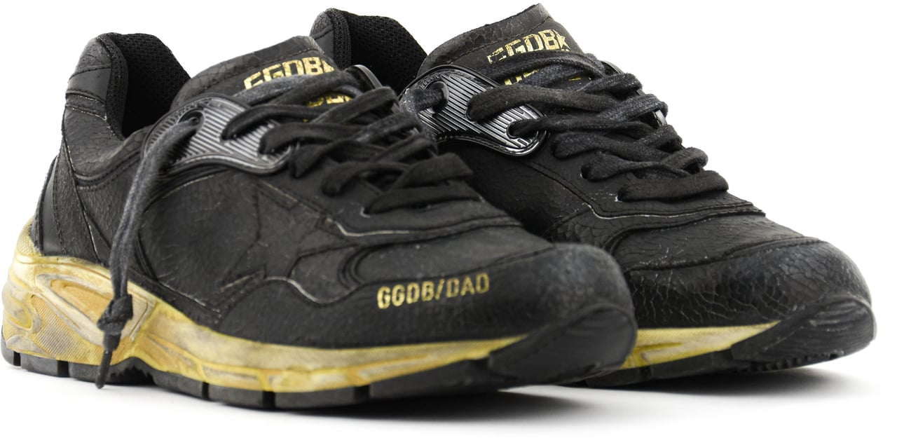 Golden Goose Running Dad Crack Leather Black Zwart