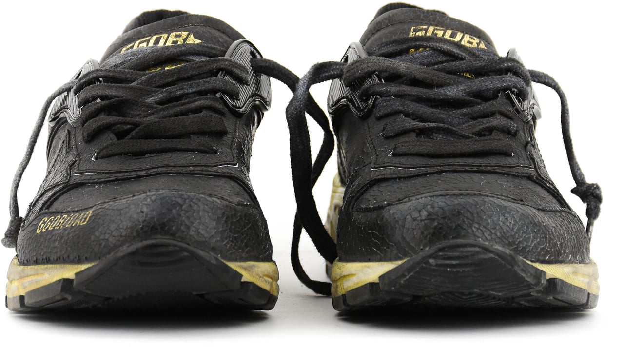 Golden Goose Running Dad Crack Leather Black Zwart