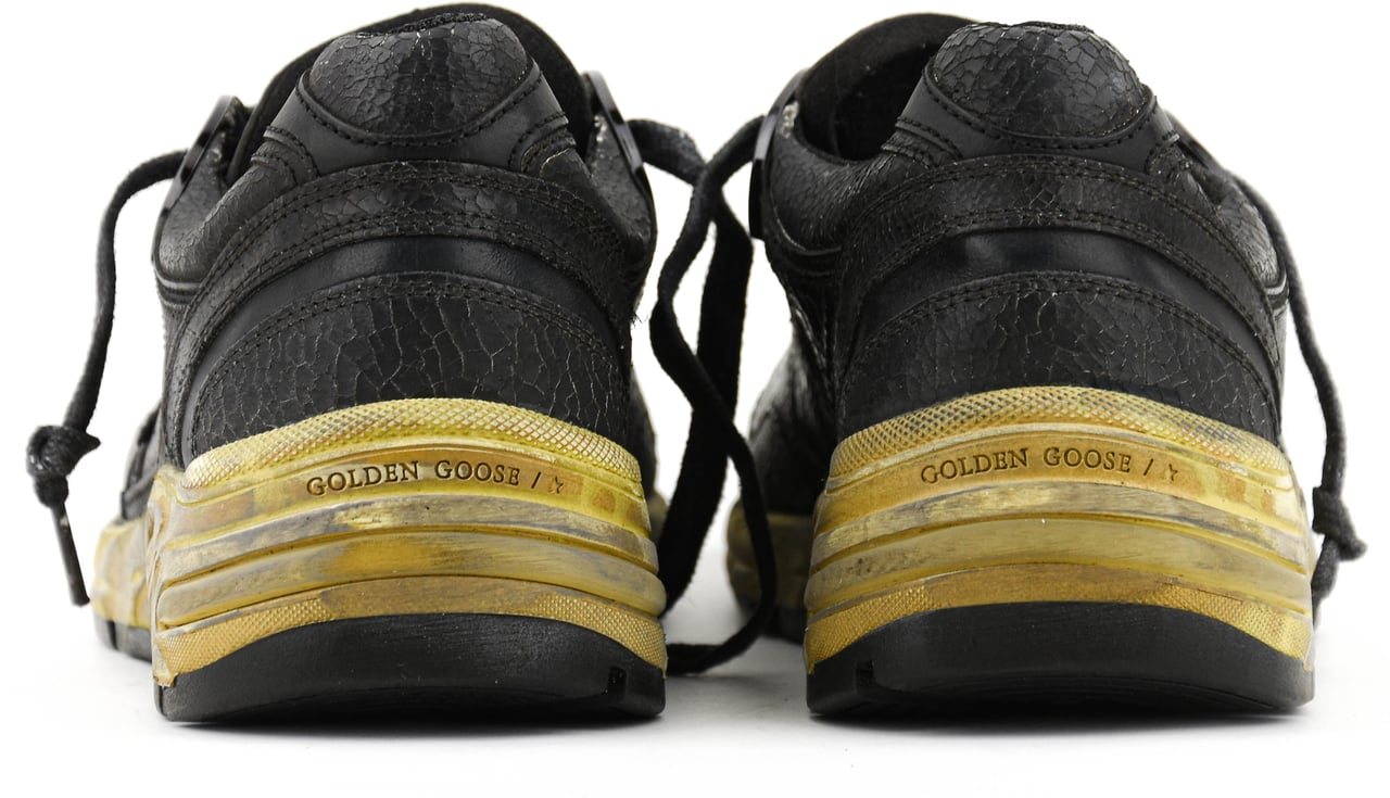 Golden Goose Running Dad Crack Leather Black Zwart