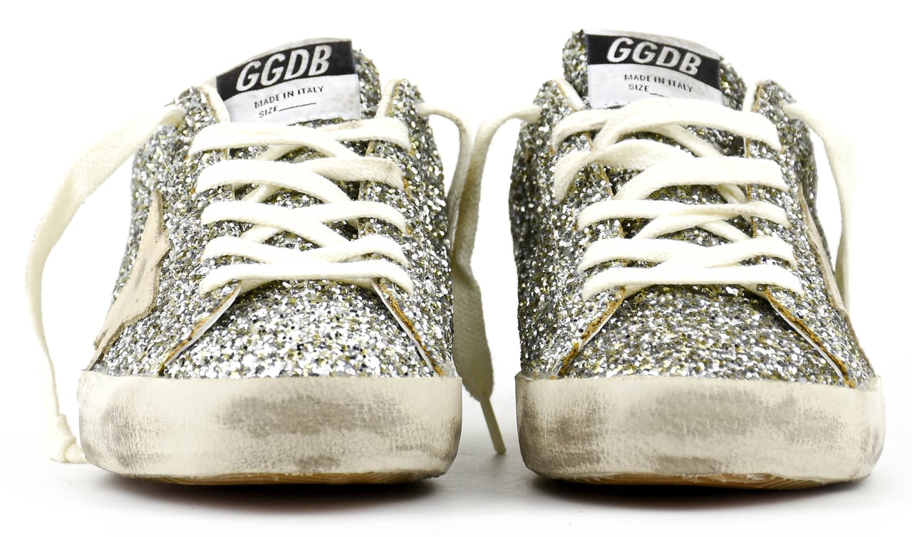 Golden Goose Super Star Glitter Platinum Green Groen
