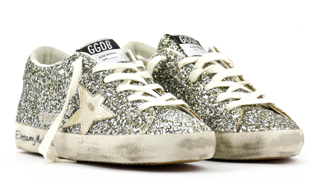 Golden Goose Super Star Glitter Platinum Green Groen