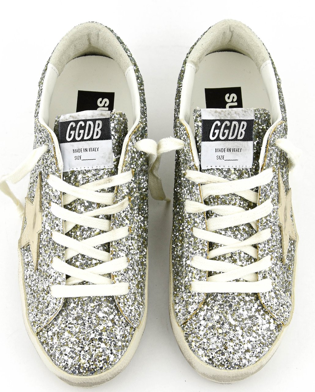 Golden Goose Super Star Glitter Platinum Green Groen