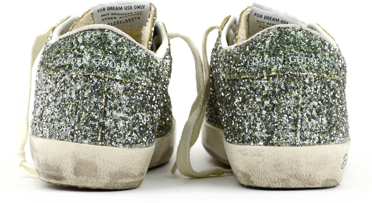 Golden Goose Super Star Glitter Platinum Green Groen