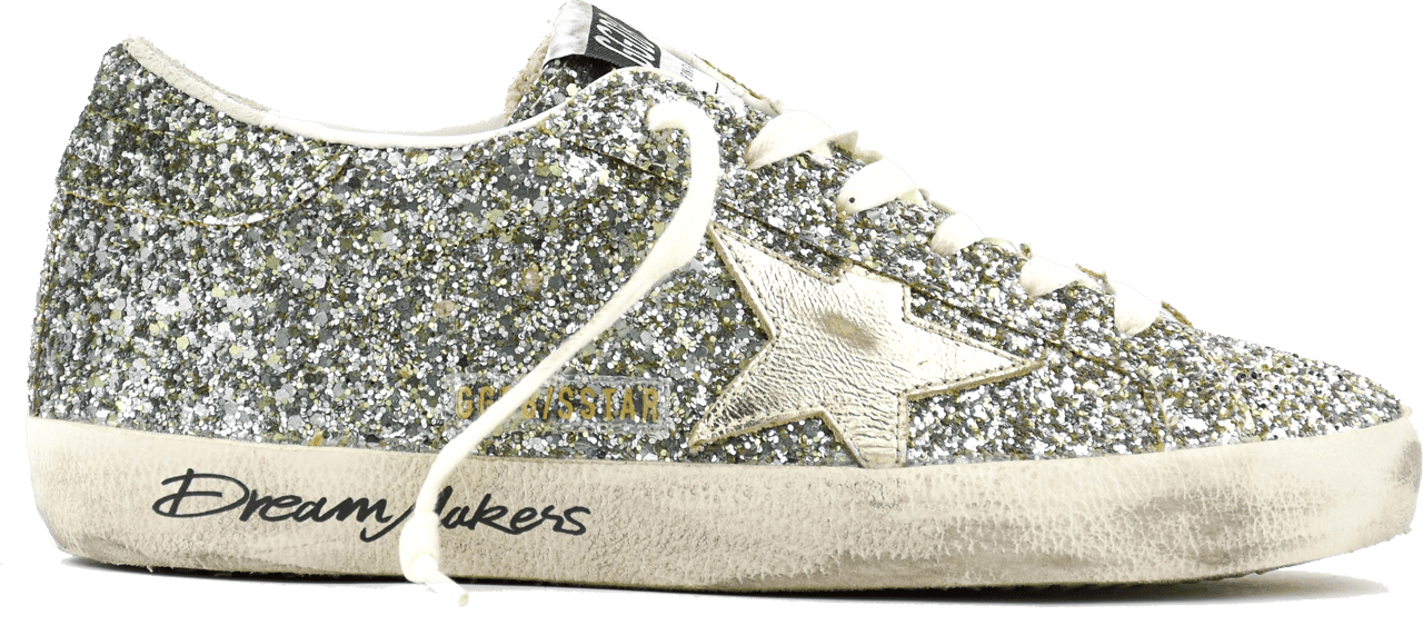 Golden Goose Super Star Glitter Platinum Green Groen