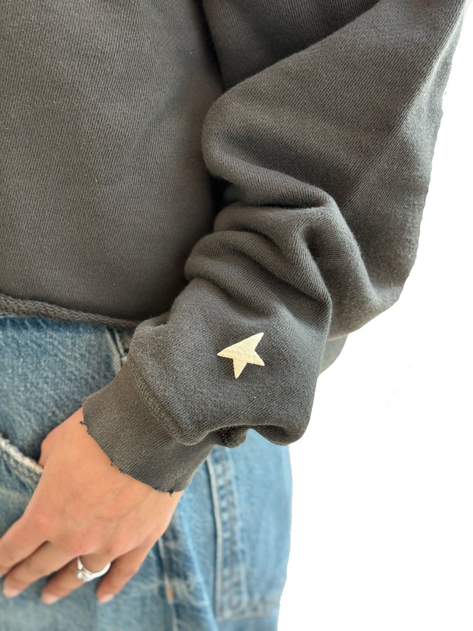 Golden Goose Oversized Cropped Hoodie Black Zwart