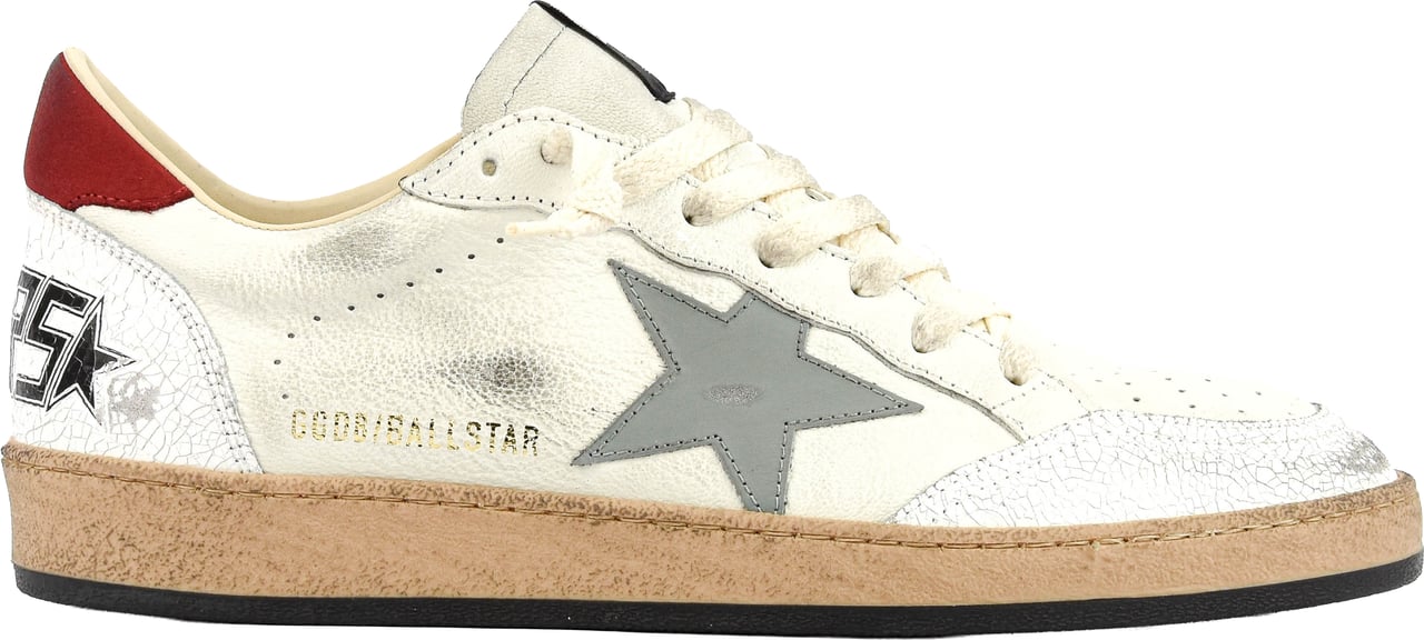 Golden Goose Ballstar White Grey Red Wit