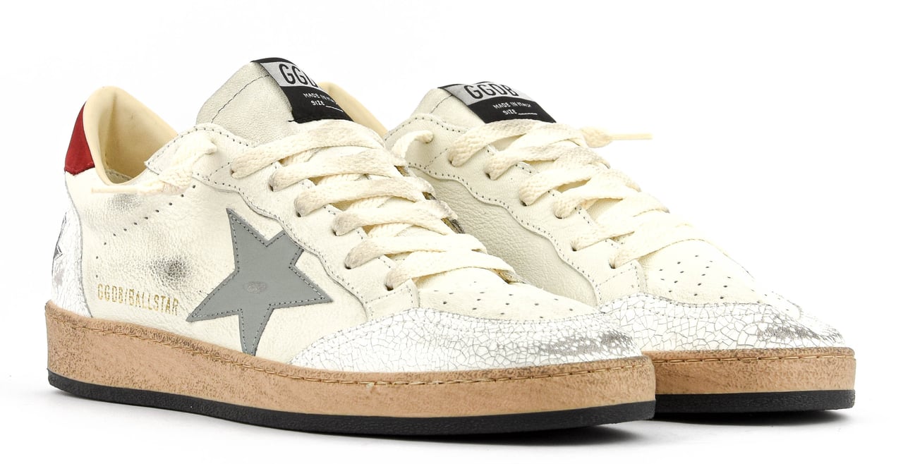 Golden Goose Ballstar White Grey Red Wit