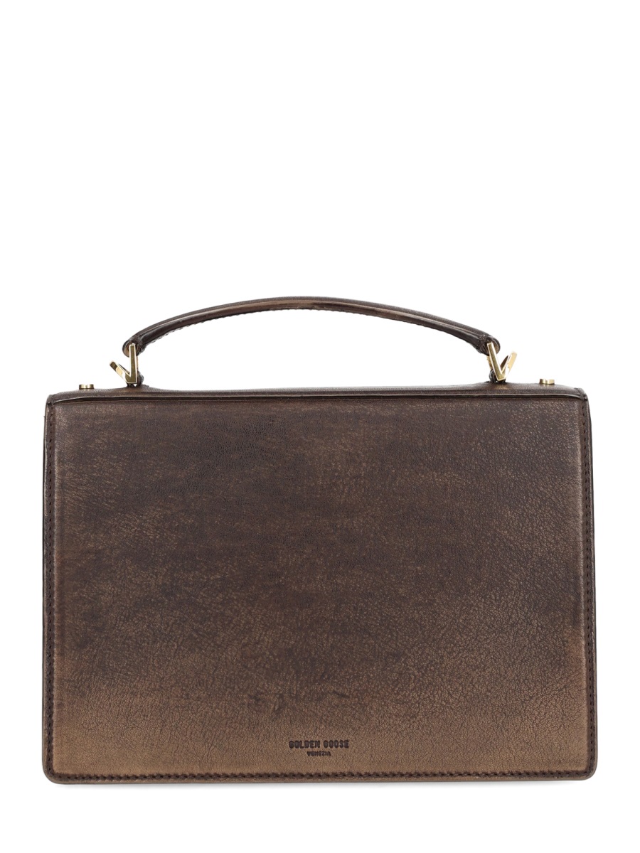 Golden Goose Structured Rectangular Gold Clasp Handbag Grijs