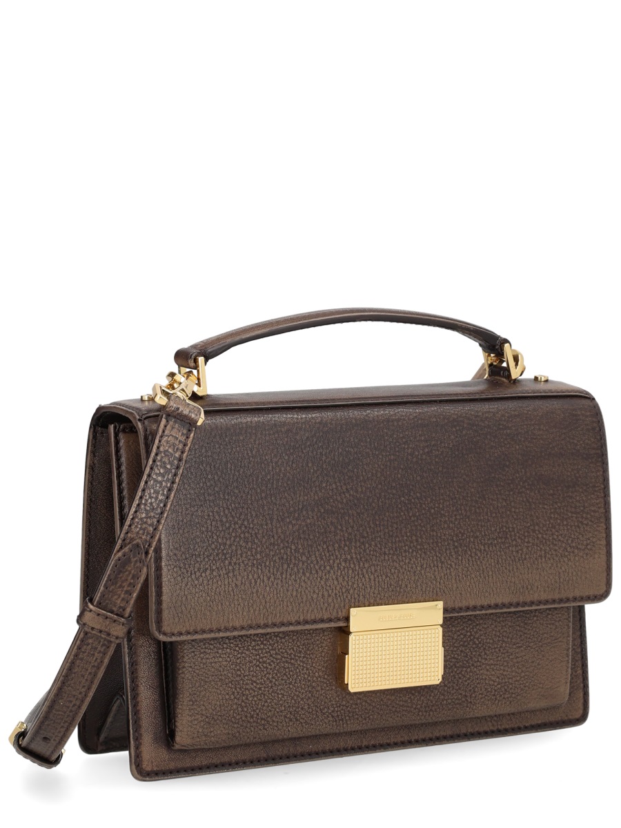 Golden Goose Structured Rectangular Gold Clasp Handbag Grijs