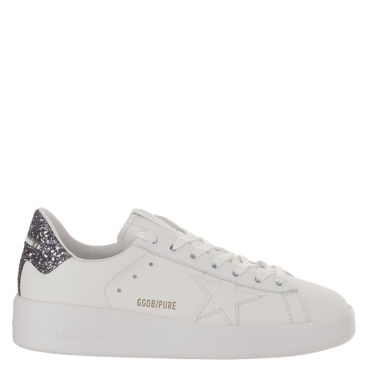 Golden Goose Leather Star Patch Glitter Sneakers Grijs