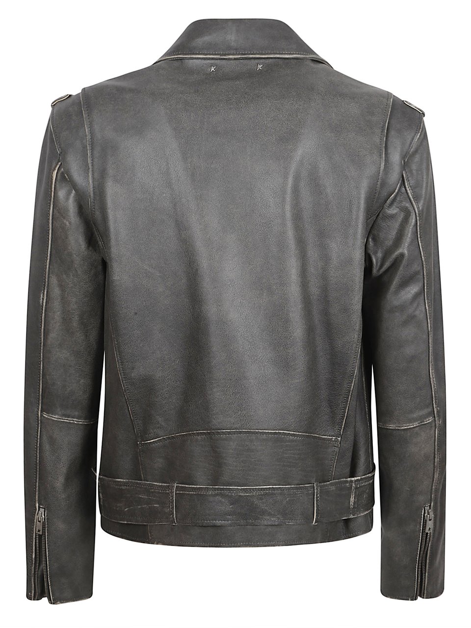 Golden Goose Hammered Leather Biker Jacket Grijs