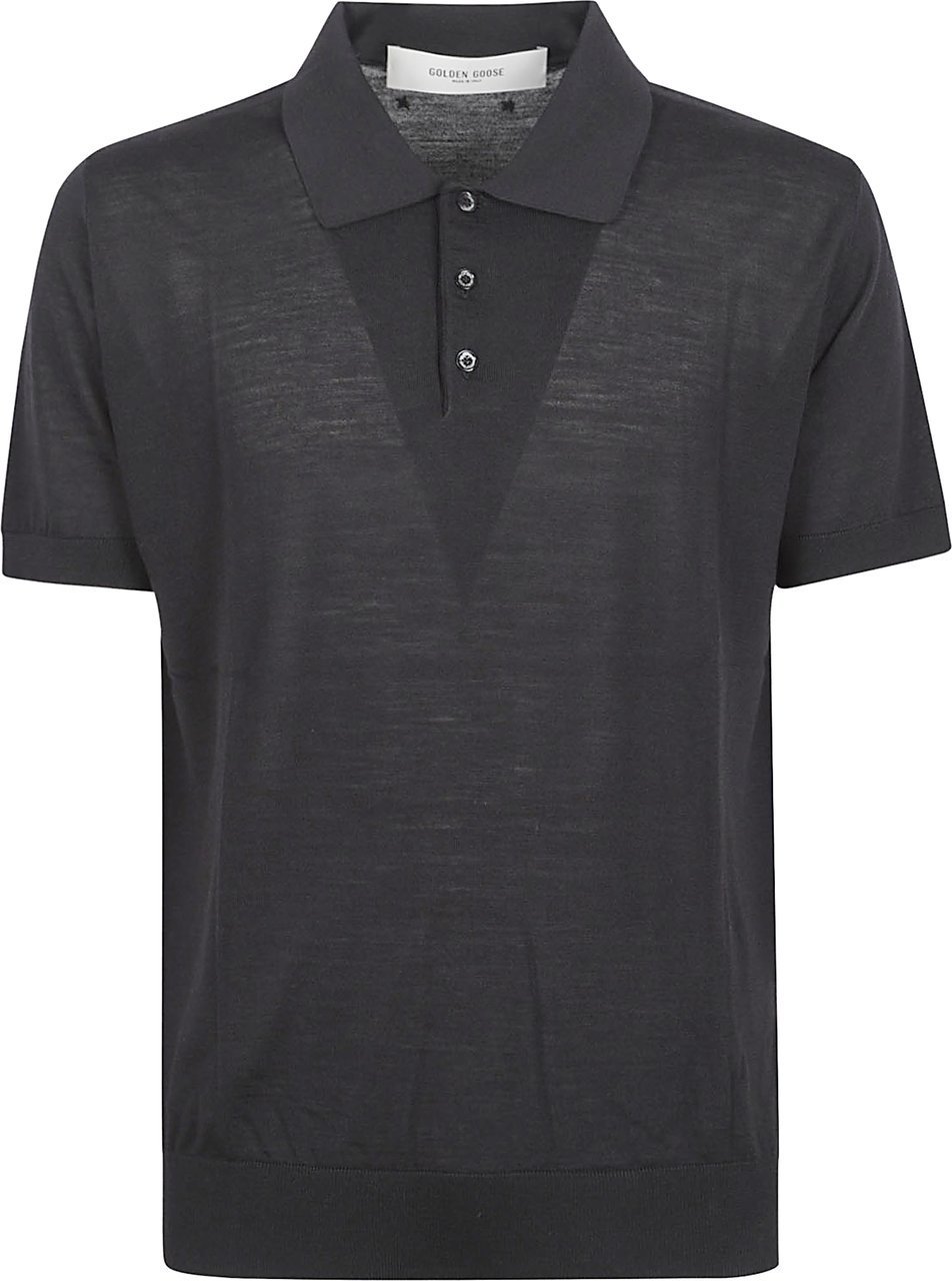 Golden Goose Fine Knit Polo Shirt Zwart