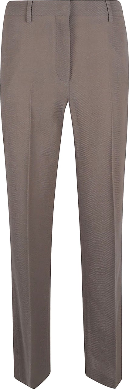 Golden Goose Tailored Straight Leg Trousers with Herringbone Texture Bruin