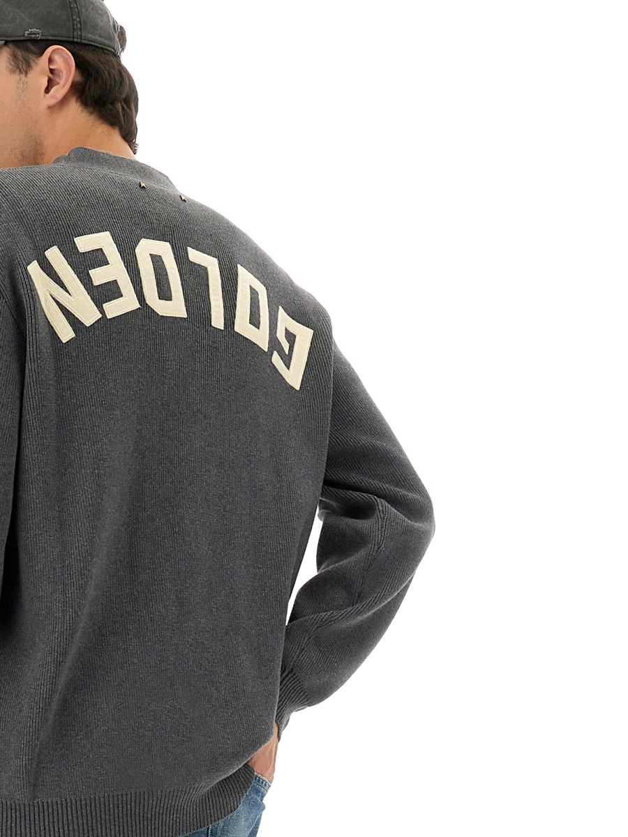 Golden Goose LOGO LAPEL CARDIGAN Grijs